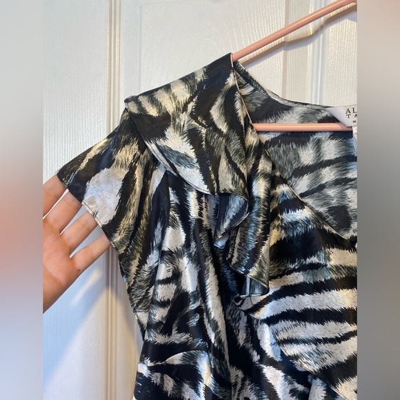 Alison Taylor Satin Zebra Print Blouse Size 2X - Picture 3 of 5